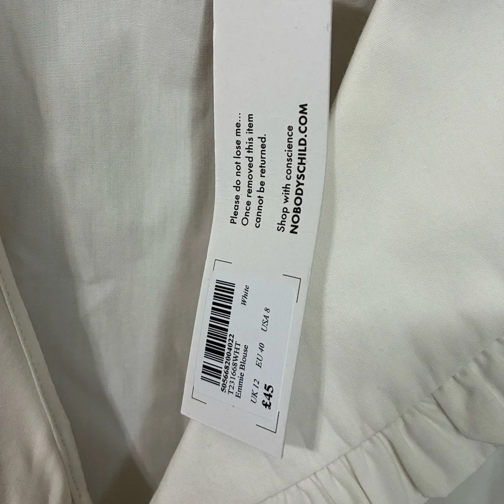 Nobody's Child White Emmy Blouse NWT - Picture 3 of 5